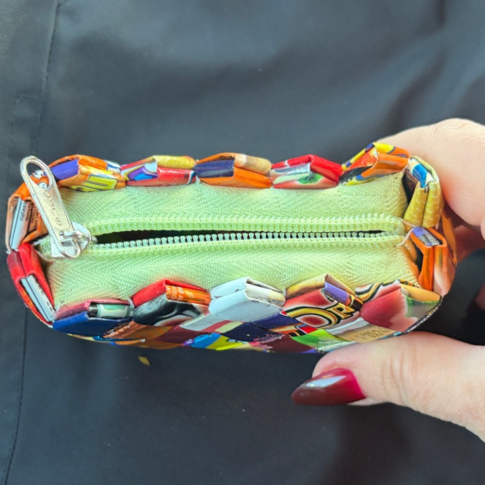 Multicolor handmade, woven candy wrapper clutch purse - Picture 2 of 5